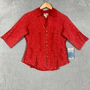 Scully Blouse Shirt Women's Large L Brick Cantina Collection 3/4 Sleeve NWT